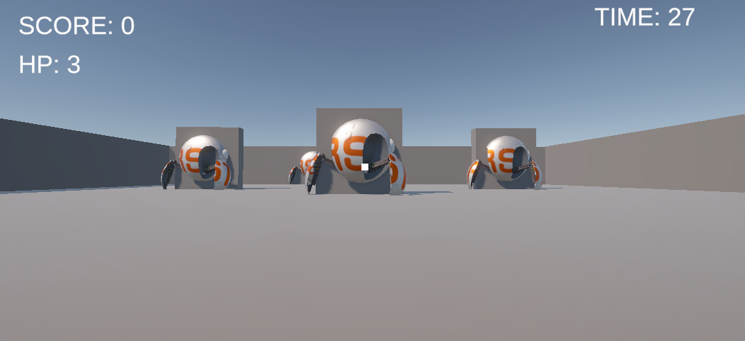 Robot Sphereを敵モデルとして配置したUnityの3D的当てゲーム